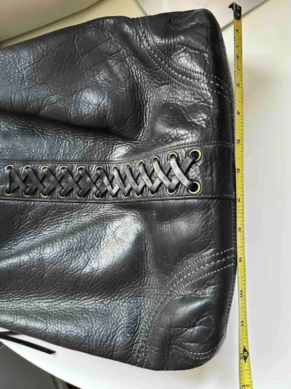 Vintage COACH LEGACY Slouchy Black PebbledLeather Lace-Up Hobo Bag 10400 Loved